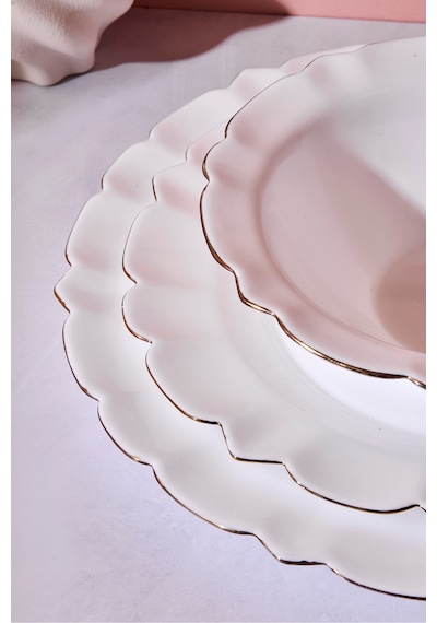 Sunflower Opal 18 Parça 6 Kişilik Yemek Takımı Beyaz Beyaz