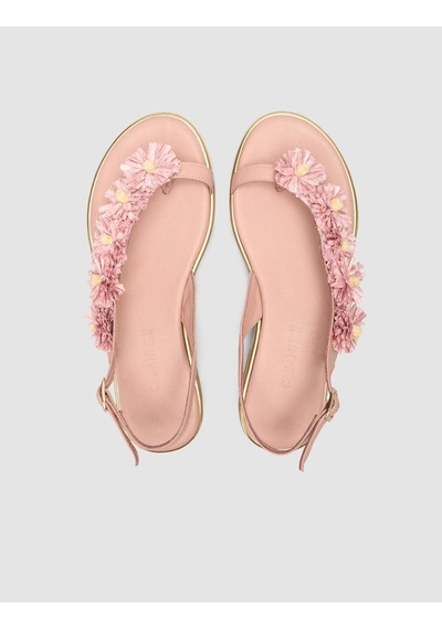 %100 Hakiki Deri Pembe Kadın Sandalet Pembe
