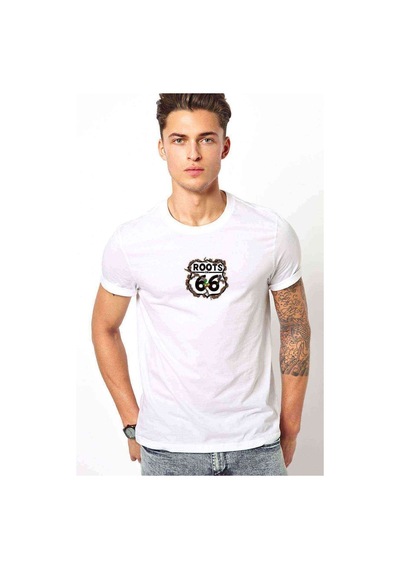 Route 66 Logo Clipart Route 66 Baskılı Beyaz Erkek Tshirt
