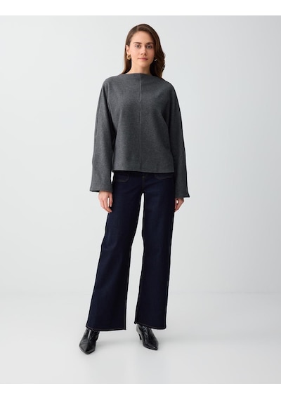 Jimmy Key Antrasit Melanj Rahat Kesim Yarasa Kol Yumuşak Dokulu Sweatshirt 5ww236154972