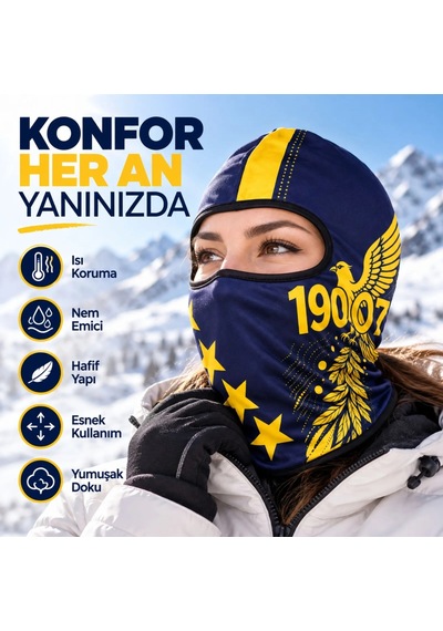 Genel Taraftar Maskesi Kışlık Unisex Termal Balaklava Boyunluk Nefes Alabilen Rüzgara Da Sarı / Standart