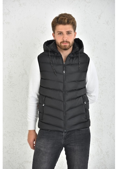 Almera Wapp Unisex Siyah Jel Dolgu Kapüşonlu Şişme Yelek