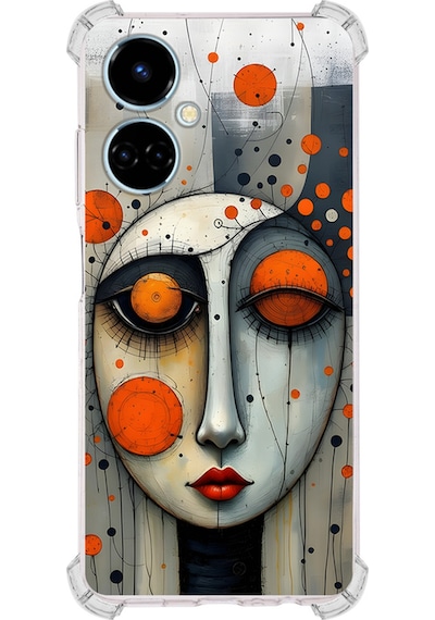 Tecno Camon 19 İle Uyumlu Köşe Korumalı Kılıf Metamorfoz Focus Tasarımlı Uv Baskılı Şeffaf