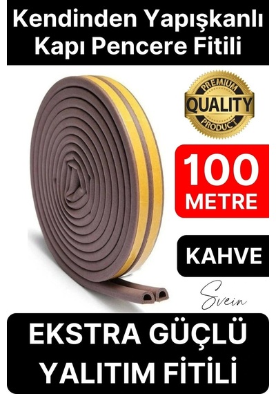 Kalın Kauçuk 2x50 100 Mt Ekstra Uzun Kahve Kapı Pencere Fitili Soğuk Koruyucu Geçirmez İzolasyon Diğer