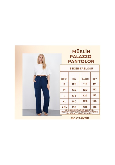 The Voler Müslin Palazzo Pantolon Kadın Yazlık Bol Paça Salaş Rahat Lastikli Bel Cepli Günlük Şık Pantolon Lacivert The Voler Müslin Palazzo Pantolon Kadın Yazlık Bol Paça Salaş Rahat Lastikli Bel Cepli Günlük Şık Pantolon Lacivert