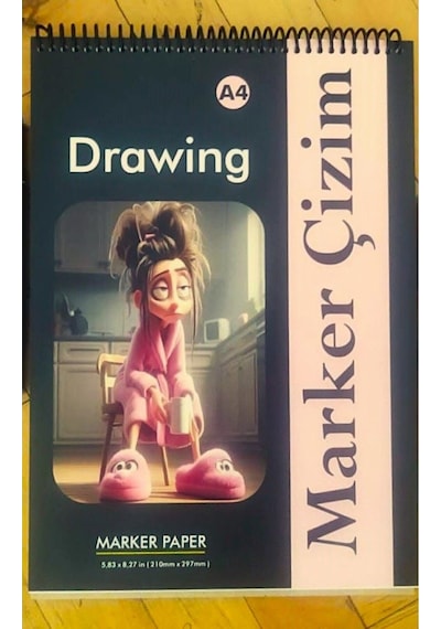 Marker Çizim Defteri , Eskiz Defteri, A4 Boyutunda