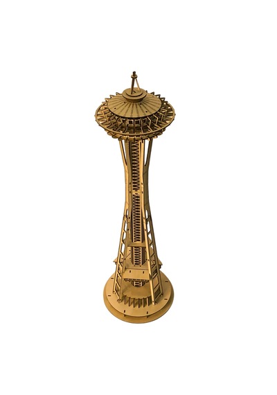 Space Needle Ahşap Maket Seti Dıy 3d Puzzle Seattle Kulesi Koleksiyoner Modeli 321 Parça