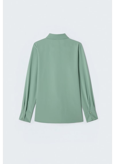 Sateen Klasik Düz Gömlek - Çağla Yeşili-124204