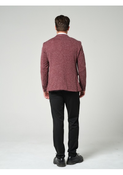 Bonesti Erkek Slim Fit Blazer Ceket Bordo Beyaz Bordo - Beyaz