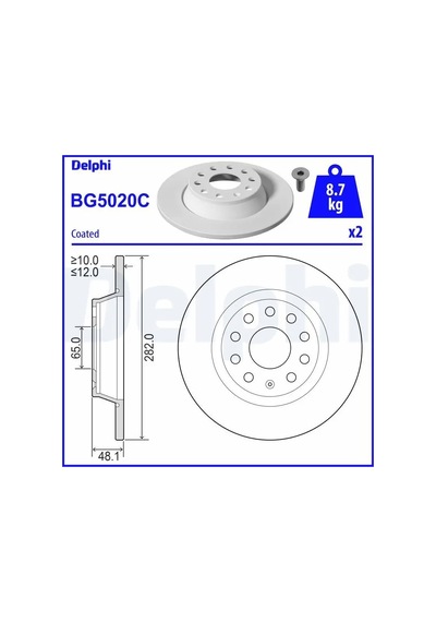 Vw Cc B7 Arka Fren Diski 2012-2017 Delphı Bg5020c 2adettir