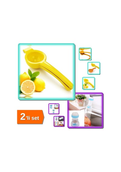 Limon Sıkacağı + 360 Derece Dönen Pervaneli Boncuklu Sıçratmaz Musluk Başlığı - 2li Set L8x8e0 Sert Diğer