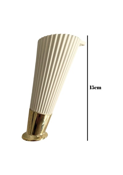 Yatay Desenli 15cm Krem Plastik Ayak Mobilya Masa Ve Dolap Ayağı Krem Altın 15cm 4 Adet Krem