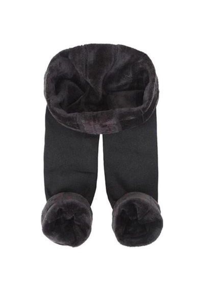 Momslab Kadın Kışlık Termal Içlik Peluş Tayt Siyah Siyah