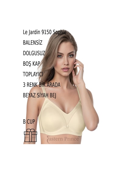Le Jardin Sütyen 9150 Telsiz Desteksiz Boş Kap Sophie Toplayıcı Beyaz Siyah Bej B C Cup Beyazsiyahbej