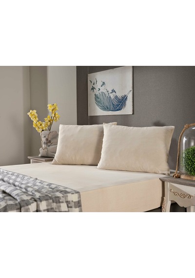 Doqu Home Penye Çarşaf Takımı Çift King Size- Krem