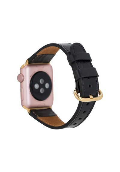 Bouletta Watch Uyumlu Deri Kordon 38-40-41Mm Roma Rst1 Siya