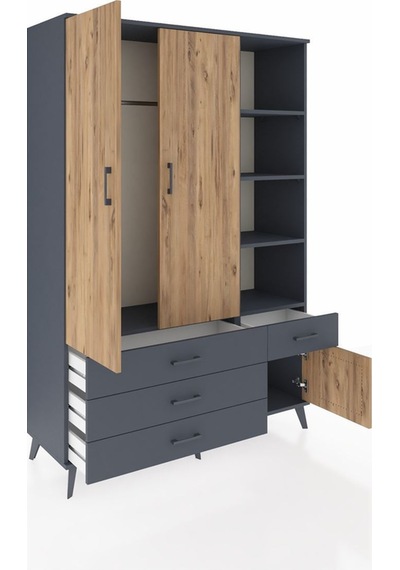 Hyperion Dolap 5 Raflı 4 Çekmeceli Tek Askılı 132x44x195 Antrasit-çam/antrasit Atlas Çam/antrasıt Hyperion Dolap 5 Raflı 4 Çekmeceli Tek Askılı 132x44x195 Antrasit-çam/antrasit Atlas Çam/antrasıt