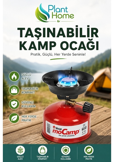 Taşınabilir Çakmak Gazlı Kamp Ocağı Mini Piknik Ocağı Kamp, Balıkçılık Ve Outdoor Kullanım Kırmızı
