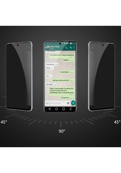 Samsung Uyumlu Galaxy A71 3D Full Privacy Gizlilik Tempered Cam Ekran Koruyucu Siyah