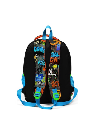 High Kids Siyah Mavi Grafiti Desenli 3'lü Okul Çanta Seti Set0114415