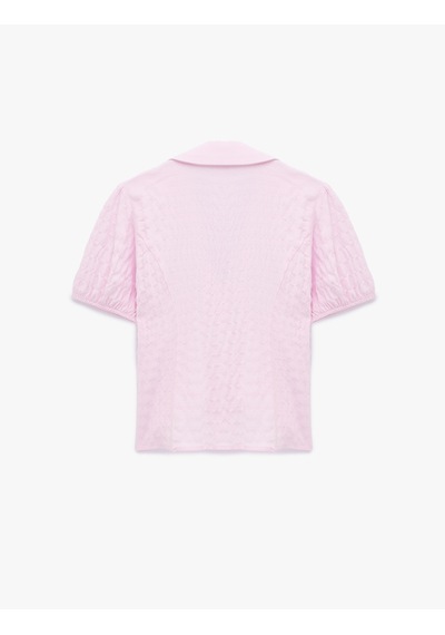 Koton V Yaka Balon Kollu Viskon Slim Fit Gömlek Pembe 6sal60236ıw Gül