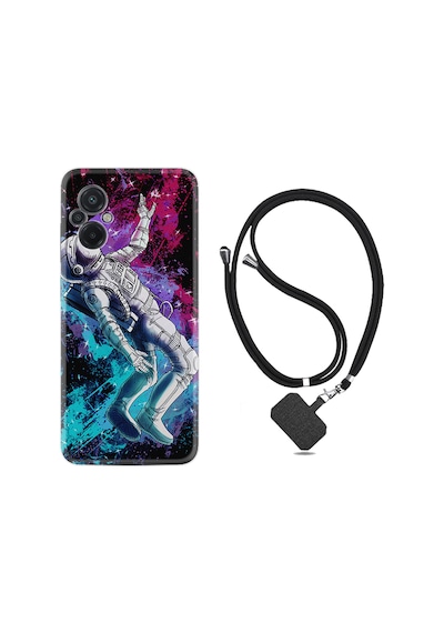 Xiaomi Poco M5 Kılıf İpli Boyun Askılı Desenli Silikon Astronot Signs 1753