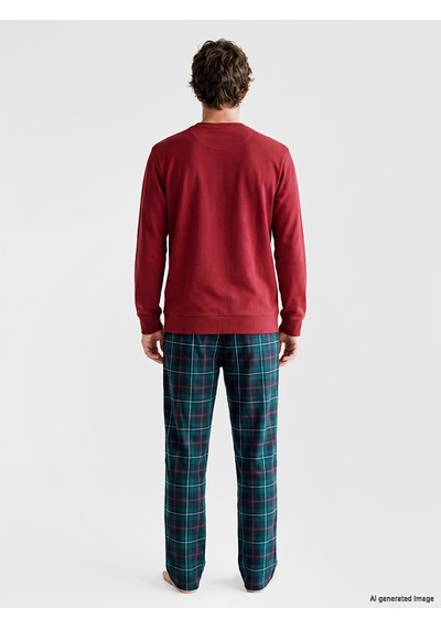 LC Waikiki Lc Waıkıkı Yeşil Regular Fit Ekose Erkek Pijama Takımı