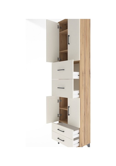 Arges Dolap 5 Raflı 4 Çekmeceli 4 Kapaklı 60x30x243 Çam-aytaşı Atlas Çam