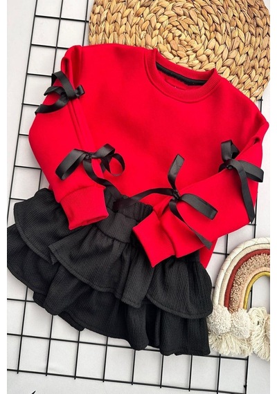 My Kids Wear Kız Çocuk Alt Üst Takımları Siyah - Kırmızı