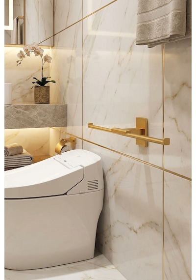 Yedekli Tuvalet Kağıtlığı Premium Gold Alüminyum Dayanıklı Yapışkanlı Altın