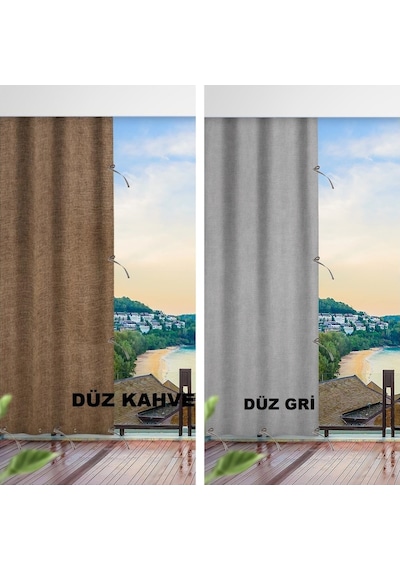 Balkon Perdesi, Balkon Brandası, Korniş Düğmeli, Bağcıklı Hazır.
