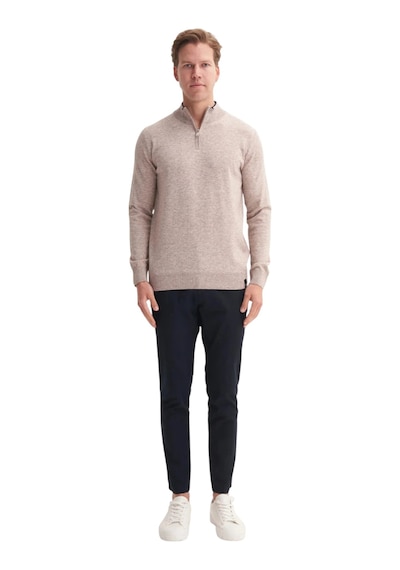 Cazador Premium Courspoun Slim Fit Yarım Balıkçı Kazak-33250 Bej Melanj