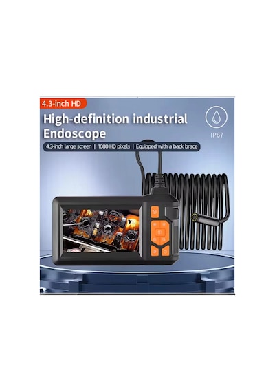 Ekranlı Üç Kameralı Çantalı 10 Metre Sert Kablo Yılan Endoskop Kamera Sd Kart Girişli 8 Mm 4.3 Inc Standart