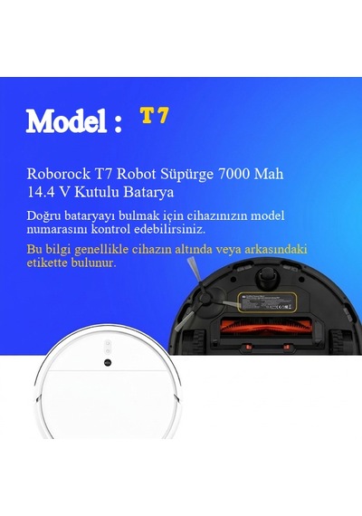 Roborock T7 Robot Süpürge 7000 Mah 14.4 V Kutulu Batarya  Uyumlu Uzun Ömürlü, Yüksek Performans Pil