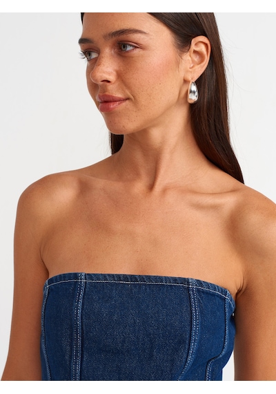 Dilvin Mini Denim Elbise Lacivert