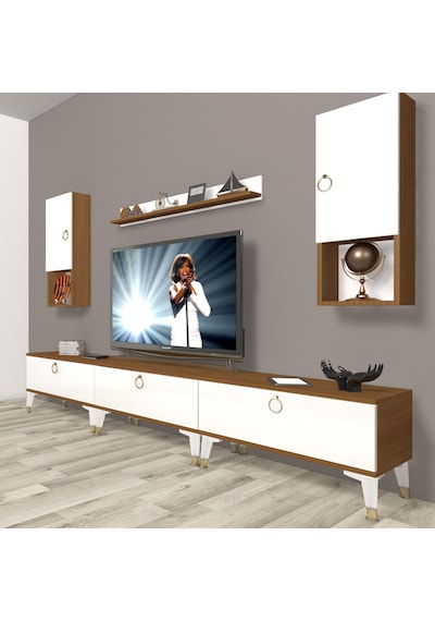 Decoraktiv Eko 270da Mdf Gold Tv Ünitesi Tv Sehpası Ceviz - Beyaz