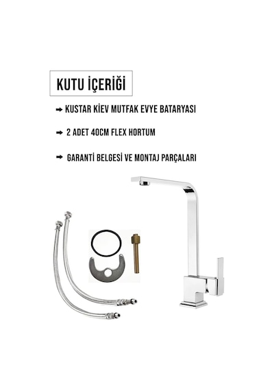 Kiev Mix Kuğu Kare Mutfak Evye Lavabo Bataryası 5 Yıl Garantili Gri