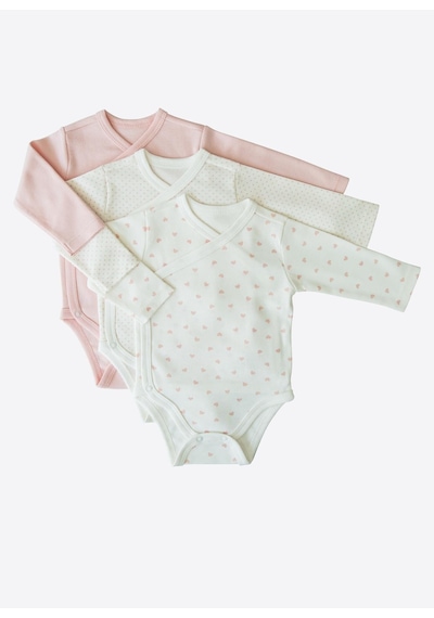 Kitikate Organik New Dreams 3'lü Uzun Kol Kruvaze Body Pembe Pembe