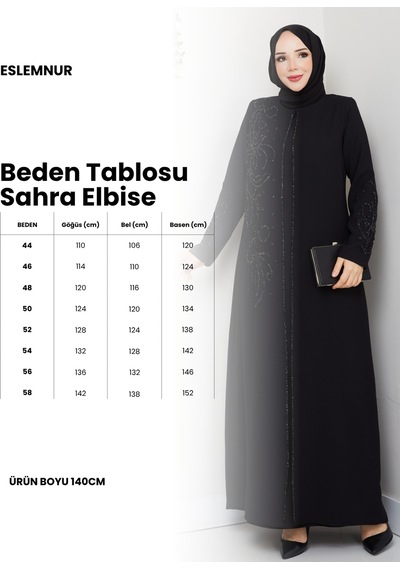 Eslemnur Sahra Elbise Büyük Beden Anne Elbisesi Kahverengi