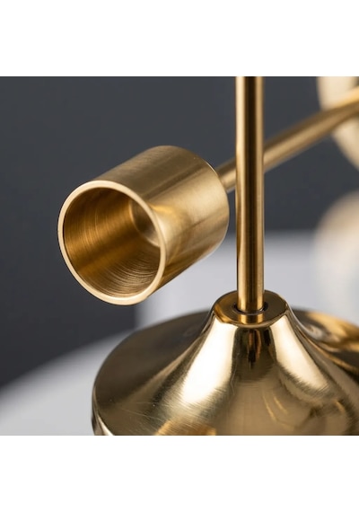 3'lü Metal Şamdan Seti Gold Renk Şamdanlık Klasik Mumluk Seti 16-19-22 Cm