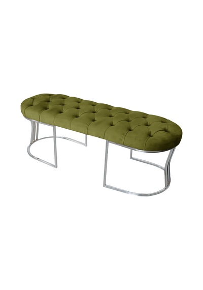 VİEGO SILVER HARDAL-Kapitoneli Model Puf&Bench&Koltuk-Oturak-Uzun Makyaj Puff-Yatak Odası Ucu&Önü