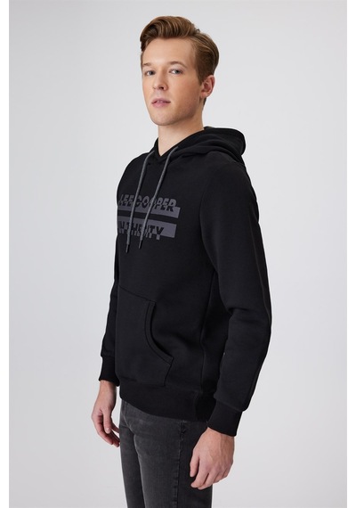 Lee Cooper Tess Erkek Kapüşonlu Sweatshırt Siyah-15423 Siyah