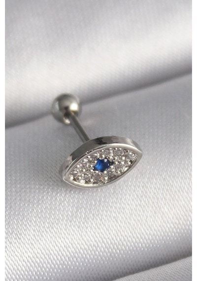 316l Çelik Gümüş Renk Zirkon Taşlı Göz Tragus Piercing
