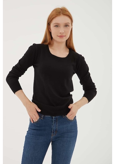 Fashion Friends Kadın U Yaka Kazak 25k0779k1 Siyah
