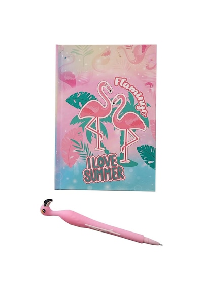 Hatıra Defteri Kilitli Kız Modeli Günlük Defteri Flamingo Hediye Kutulu 80 Yaprak Çizgili 1 Adet I Love Summer