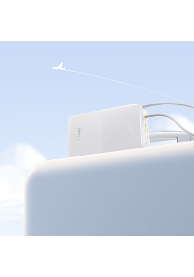 Baseus Enerfill Bipow2 Pro 20000mah Dahili Usb-c Kablolu, 22,5 W Hızlı Şarjlı, Led Ekranlı Powerbank, Beyaz Beyaz