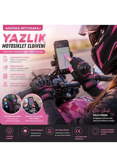 Akgüneş Motogaraj Pembe Motosiklet Eldiveni Yazlık Hava Alan Korumalı Dokunmatik Uyumlu Ts En 13594 Sertifikalı Kadın Motosiklet Eldiveni Akgüneş Motogaraj Pembe Motosiklet Eldiveni Yazlık Hava Alan Korumalı Dokunmatik Uyumlu Ts En 13594 Sertifikalı Kadın Motosiklet Eldiveni