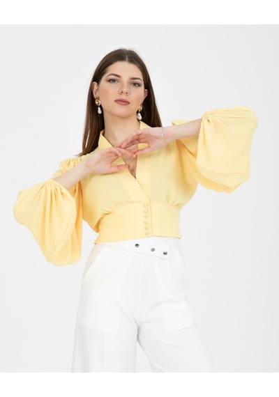 Crop Bluz Sarı 001