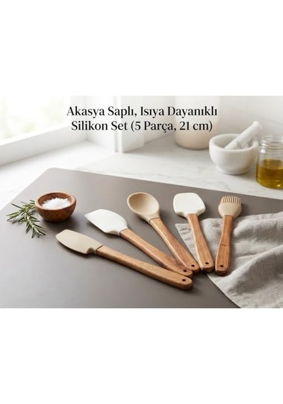 Premium Akasya Odun Saplı Mini Silikon Mutfak Gereçleri Seti - 5 Parça, Isıya Dayanıklı, Yapışmaz Yüzey Dostu, Bej Ve Ekru Renk Seçenekli 0 Premium Akasya Odun Saplı Mini Silikon Mutfak Gereçleri Seti - 5 Parça, Isıya Dayanıklı, Yapışmaz Yüzey Dostu, Bej Ve Ekru Renk Seçenekli 0