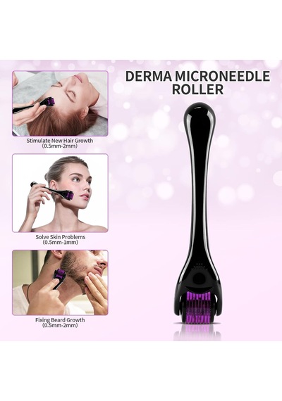 Dermaroller 1 Mm İğne 540 Titanyum Mikro İğne - Cilt Yenileme, Yüz Bakımı, Saç Rejenerasyonu/sakal Büyümesini Uyarır, Saç Dökülmesini Azaltır